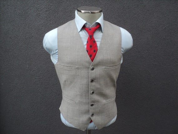 1960s Vintage Mens Vest / Wool Waistcoat Size 38 M