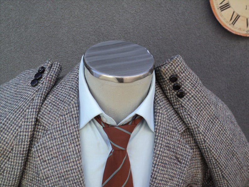 1980s HARRIS TWEED Jacket 100/% Virgin Scottish Wool Sport Coat Vintage Gray Tweed Blazer Size 42 Tall 42 Long Union Made in Canada