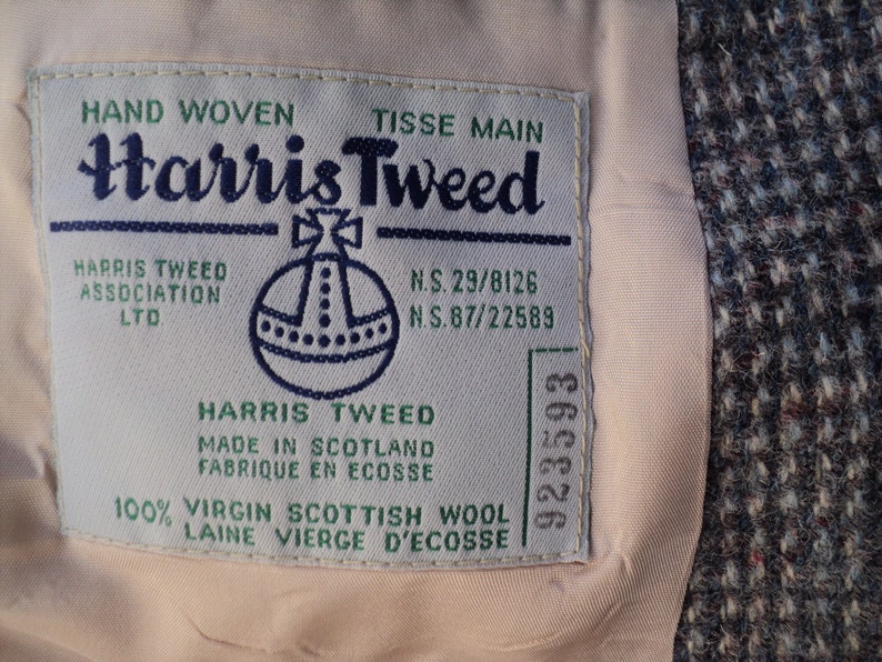 1980s HARRIS TWEED Jacket 100/% Virgin Scottish Wool Sport Coat Vintage Gray Tweed Blazer Size 42 Tall 42 Long Union Made in Canada