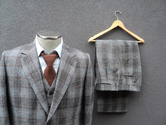 1950s Vintage Three Piece Suit / Glen Plaid Suit 4
