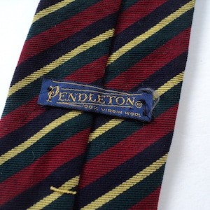 Vintage PENDLETON Wool Regimental Repp Striped Tie / Slim Tie / Wool Tie / Mens Necktie / Preppy Vintage Gift for Him