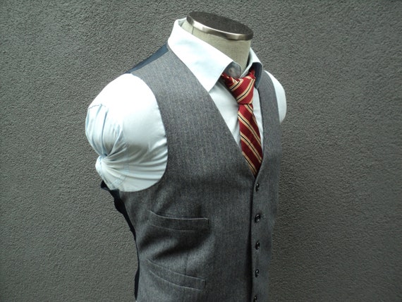 1980s Striped Vest / Mens Waistcoat / Mens Waist C