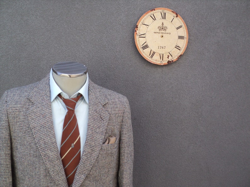 1980s HARRIS TWEED Jacket 100/% Virgin Scottish Wool Sport Coat Vintage Gray Tweed Blazer Size 42 Tall 42 Long Union Made in Canada