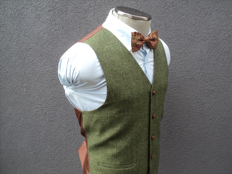 Mens Herringbone Vest, Olive Green Waistcoat, Formal, Waist Coat for Men, Wedding, Mens Vest, Groom Vest, Grooms Men Vest, Groomsmen Vest