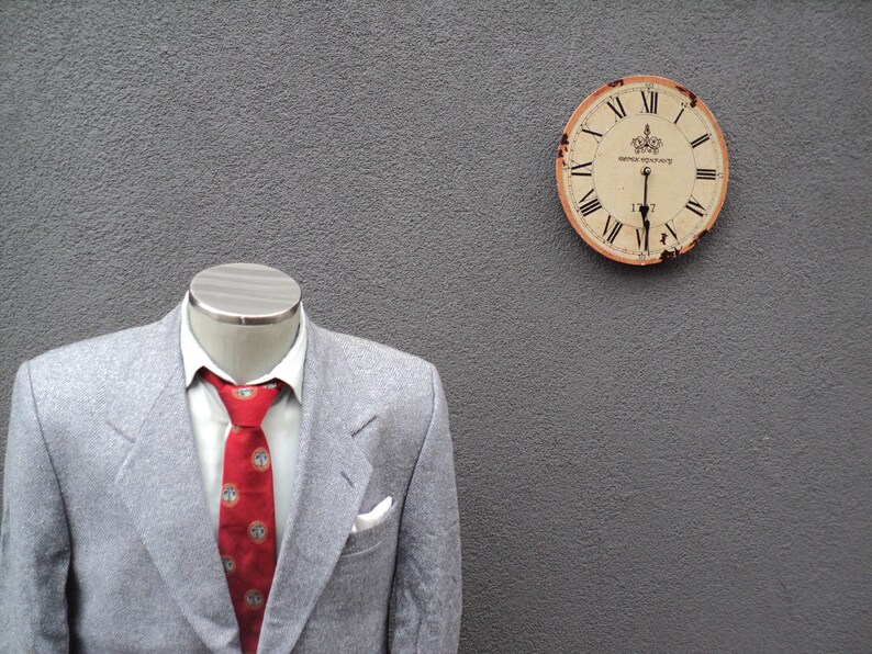1980s Gardiner Tweed Suit Jacket Vintage Gray and Powder Blue Herringbone Blazer Sport Coat Size 40 Medium Med M