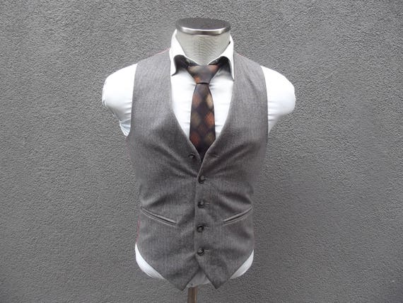 1950s Vintage Striped Gray Vest / Striped Gray Wai