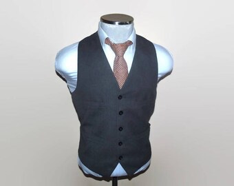 1980s Mens Vest Size 38 Medium Med M / Wool Waistcoat / Wedding / Mens Suit Vest / 80s Vintage Wool Waist Coat / Mens Vest / Wool Vest Vtg