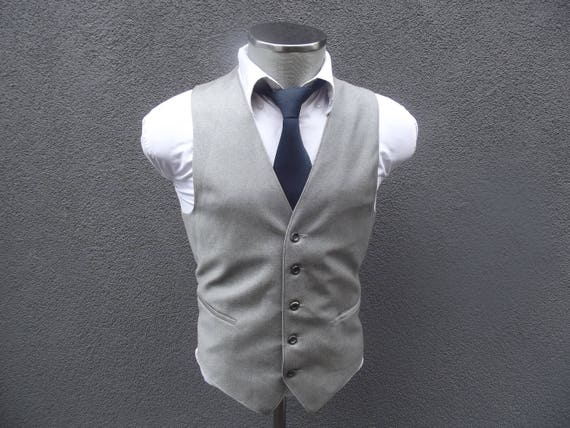 1970s Vintage Gray Vest / Gray Waistcoat / Mens Ve