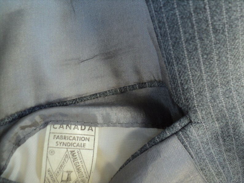 1960s Pinstripe Suit Three Piece Suit Jacket Vest /& Pants 60s Vintage Striped 3 Piece Suit 36 Small Union Made In Canada Gray Suit
