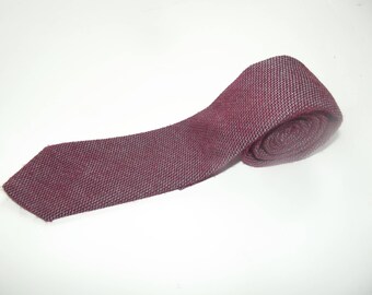 Cravate fine en laine bordeaux vintage - Fabriquée au Canada