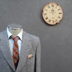 Vintage Mens Wool Tweed Blazer: Gray Sport Coat, Size 42 Large