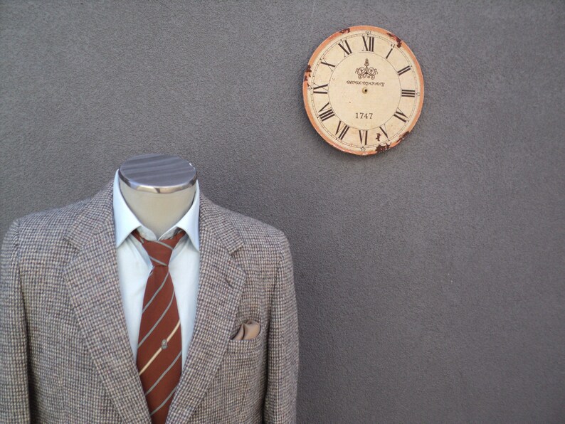 1980s HARRIS TWEED Jacket 100/% Virgin Scottish Wool Sport Coat Vintage Gray Tweed Blazer Size 42 Tall 42 Long Union Made in Canada