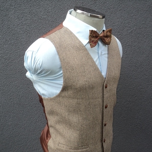 Mens Herringbone Vest, Brown Waistcoat, Formal, Waist Coat for Men, Wedding Vest, Mens Vest, Groom Vest, Grooms Men Vest, Groomsmen Vest