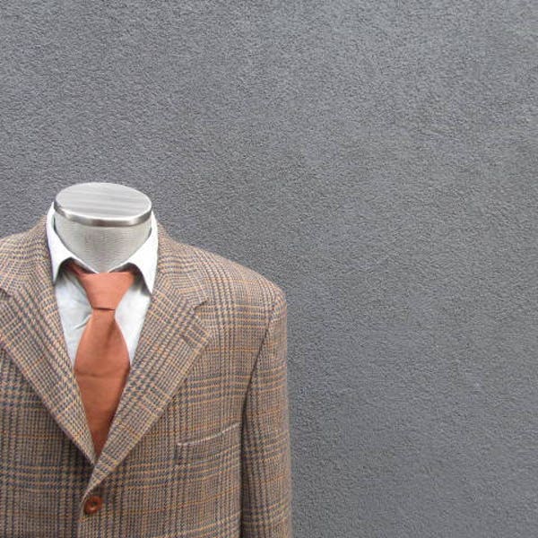 1980s PIERRE CARDIN Glen Plaid Blazer / 80s Vintage Mens Blazer / Wool Sport Coat / Wool Suit Jacket 44L / Large / Lrg / L / Made in Canada