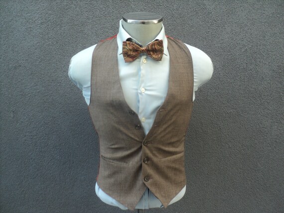 1950s Brown Vest Xs Vintage Mens Waistcoat Xs 50s Etsy
