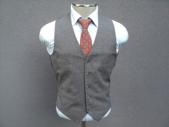 1960s Wool Pinstripe Vest / Waistcoat / Wedding /