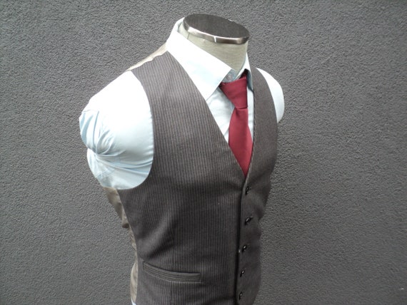 1980s Mens Pinstripe Vest Size 40 Medium / Wool Wa