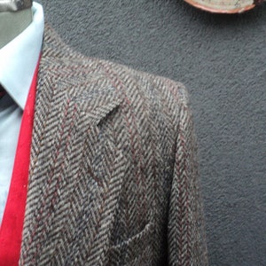 1980s Herringbone Tweed Suit Jacket / Trad Tweed Sport Coat / Brown Tweed Blazer Size 42 Tall 42 Long  / Town and Country / Made in Canada