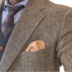 Chaqueta de traje de tweed de espiga verde oliva NERVESA / Blazer de hombre SARTORIA con forro completo de Bemberg / Talla 44 Tall / 44 Long / Hecho en Italia