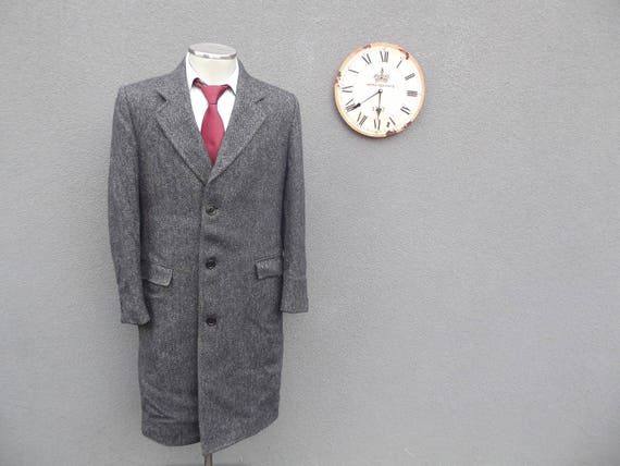 Vintage TWEED Overcoat / 1980s Long Tweed Coat 40… - image 9