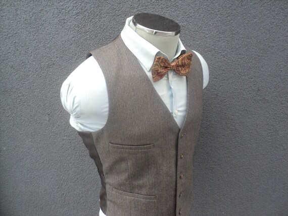 1960s Vintage Gray Striped Vest 40 medium / Men's