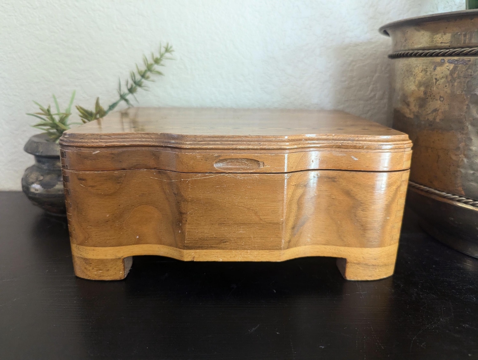 Vintage Inlaid Wooden Jewelry Box With Dovetail Joints - Etsy