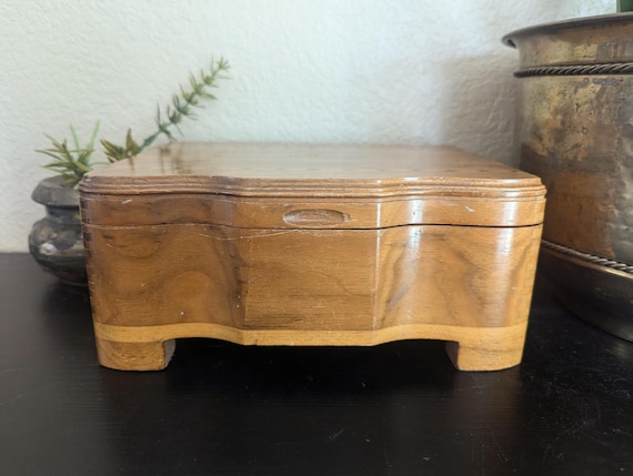 Vintage Inlaid Wooden Jewelry Box with Dovetail J… - image 2