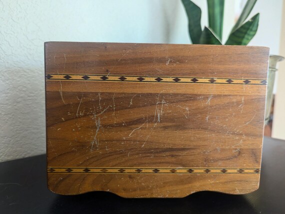 Vintage Inlaid Wooden Jewelry Box with Dovetail J… - image 9