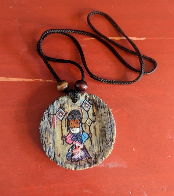 70s Vintage Signed DeGrazia "Heavenly Blessings" Pendant