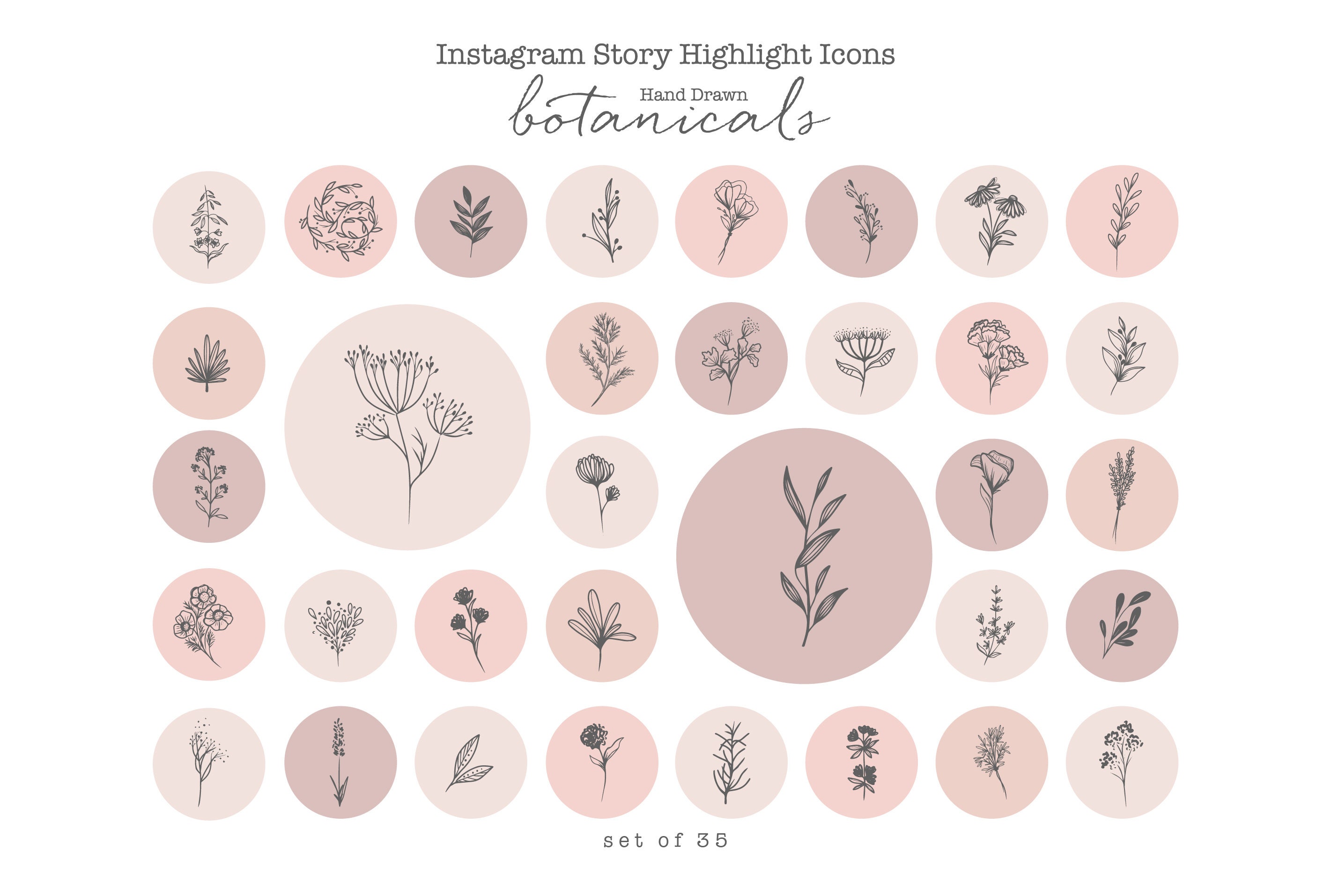 Dusty Pink Instagram Story Highlight Icons Hand Drawn Sketch | Etsy
