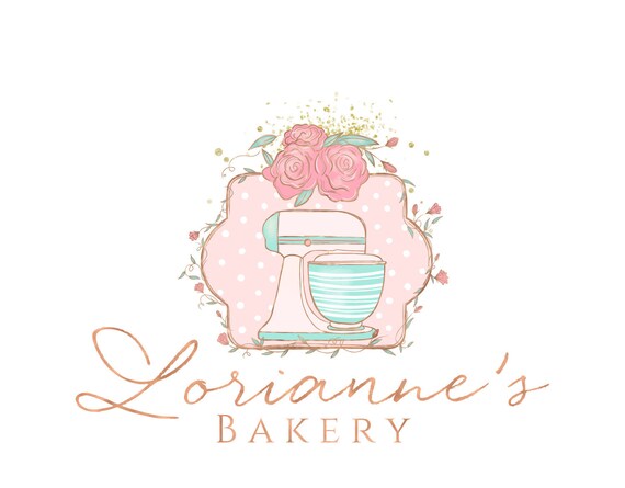 rose gold mixer logo rose gold bakery logo premade bakery logo | Etsy