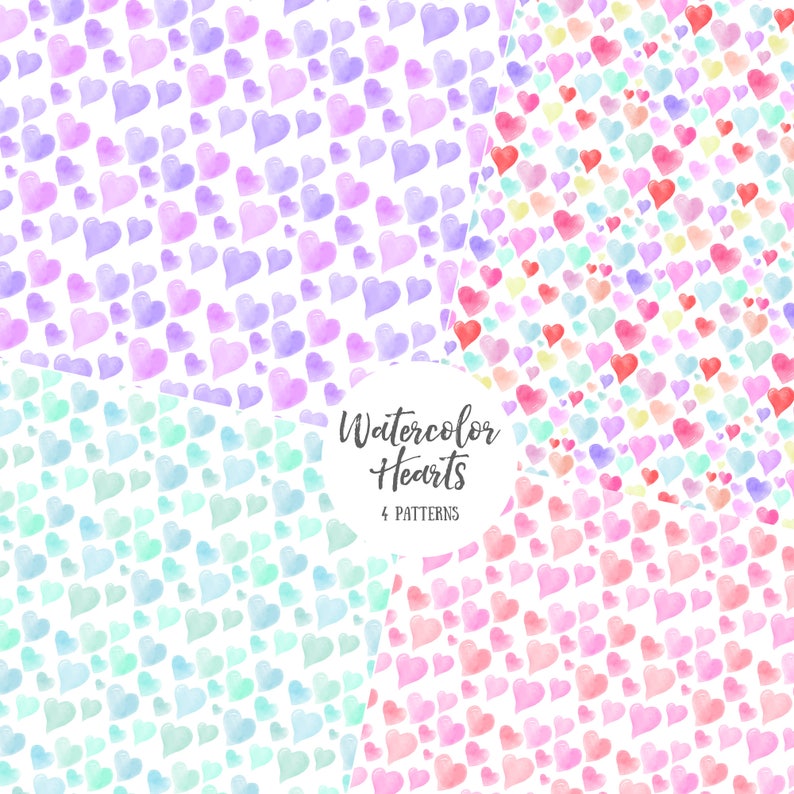 Download Watercolor painted hearts clipart pastel pink rainbow love ...
