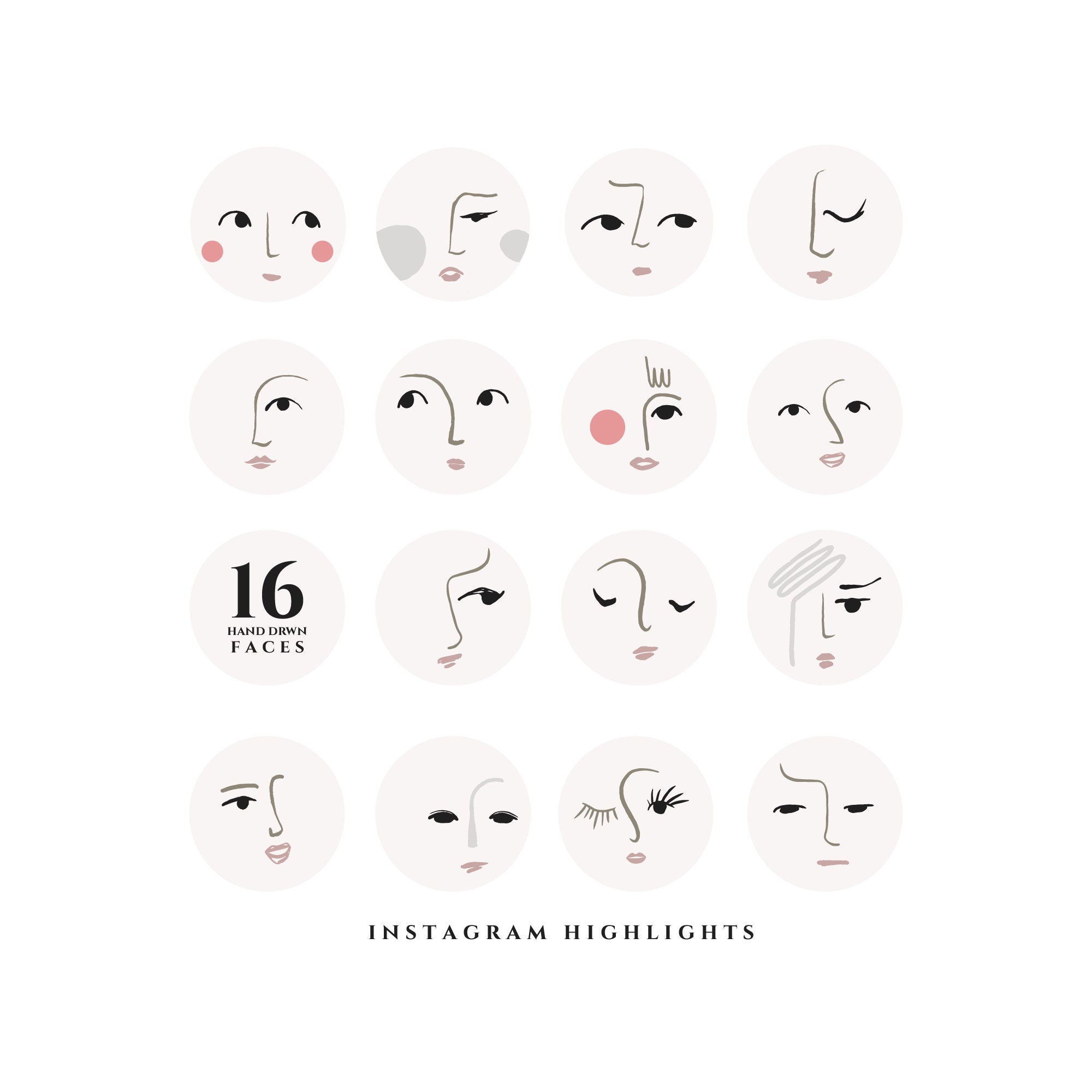 Instagram Story Highlight Icons Neutral Grey Faces Girls Etsy Instagram Story Highlight Icons Neutral Grey Faces Girls Etsy