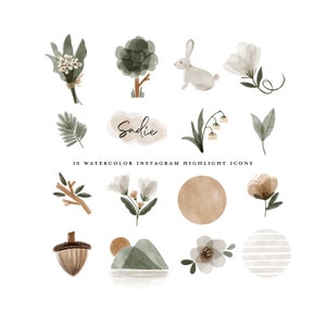 Boho Instagram Story Highlight Icons Watercolor Woodland - Etsy