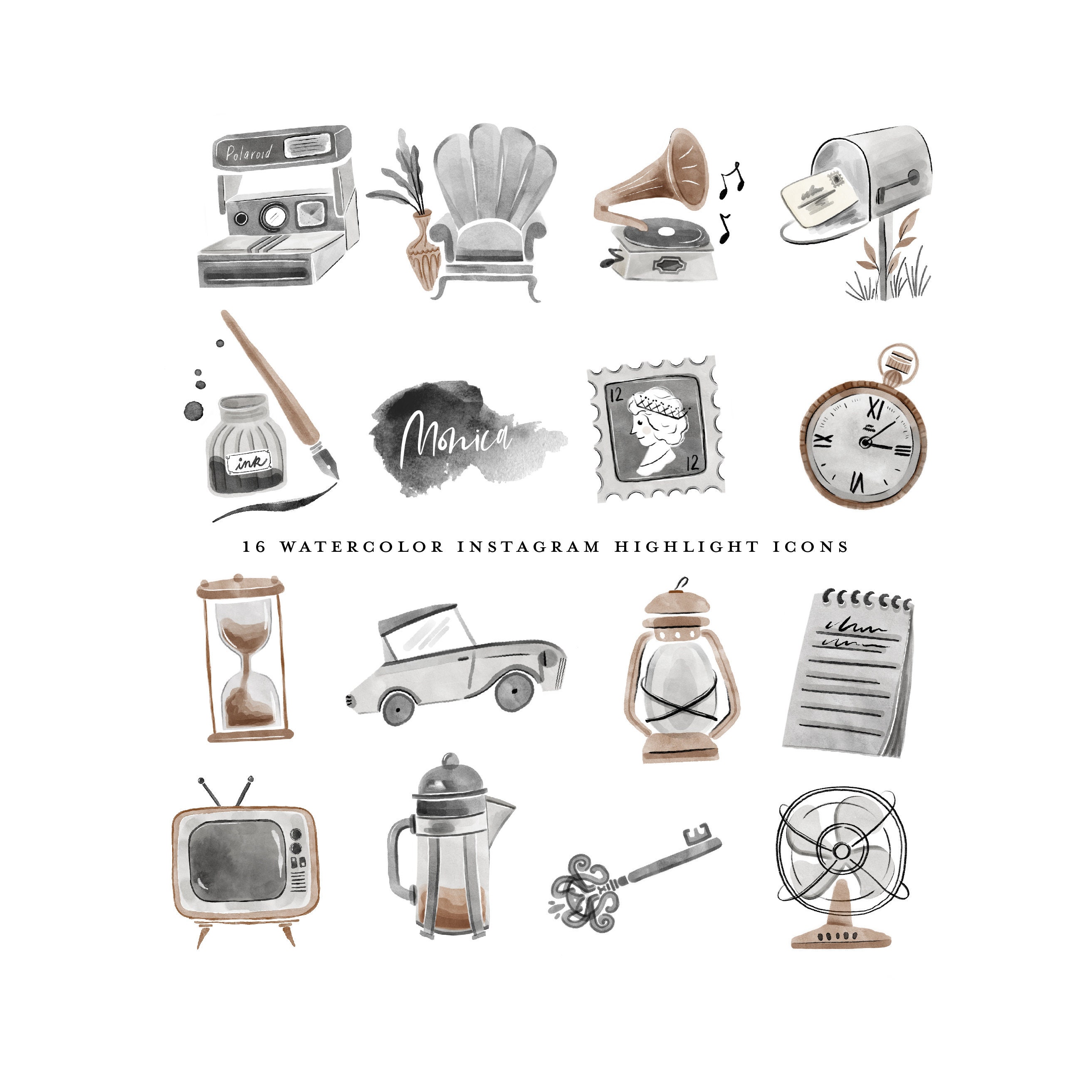 Vintage Instagram Story Highlight Icons Boho Ink Iphone Ios 14 Etsy