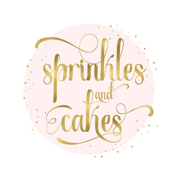 Premade Gold Bakery Logo Design Custom Pink Cake Blog Sparkles Etsy Premade Gold Bakery Logo Design Custom Pink Cake Blog Sparkles Etsy