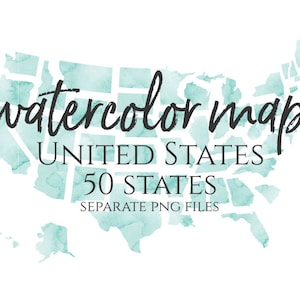 Aquarell Mint Karte Clipart Usa 50 Staaten Reise Blog Grafik Elemente amerikanisch Digital Map Clip Art