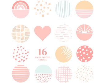 sweet peaches instagram story highlight icons pattern pastel neutrals watercolor circles clipart orange blush pink splash blog branding kit