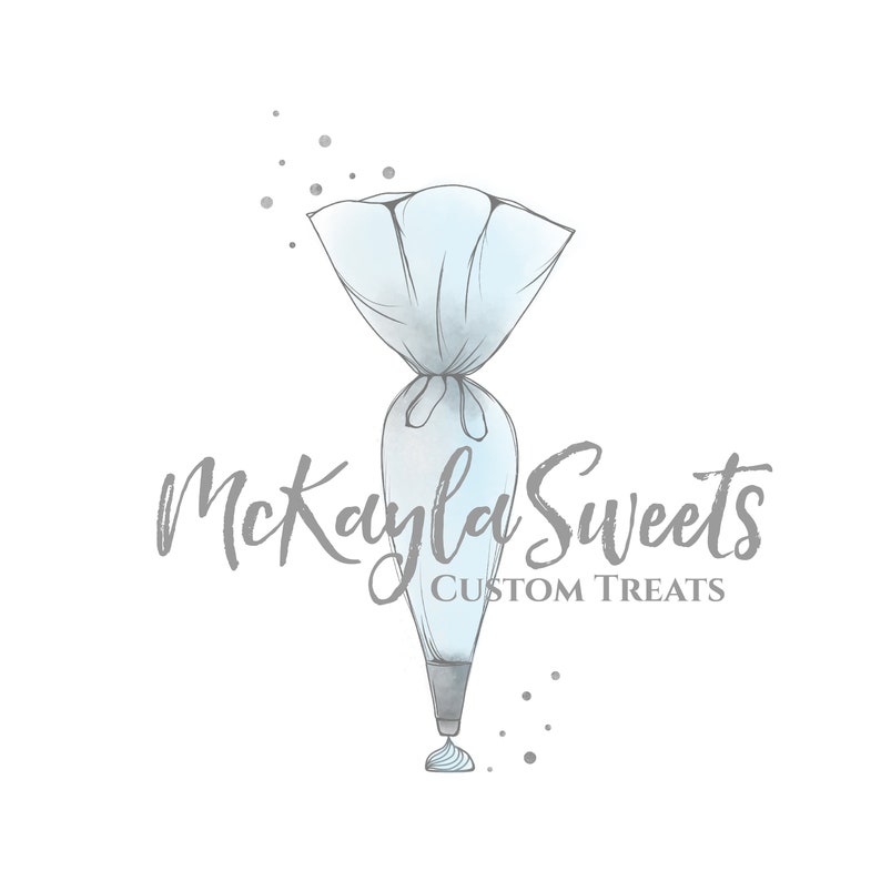 Piping Bag Bakery Logo Design Premade Watercolor Cake Cupcake Etsy Canada