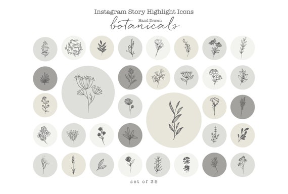 Cool Grey Instagram Story Highlight Icons Hand Drawn Sketch | Etsy