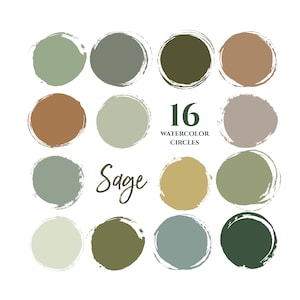 sage green earthy neutrals colors instagram story highlight icons iphone iOS 14 App Icons watercolor circles clipart branding kit