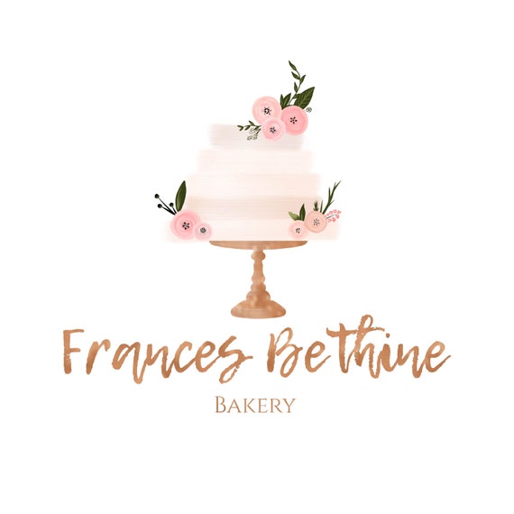 Rose Gold Cake Logo Premade Bakery Logo Watercolor Cake Logo Etsy