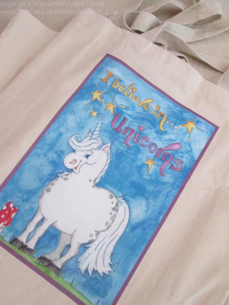 canvas bag tote bag reusable shopper Unicorn Gift I Believe in Unicorns Canvas Shopping Bag canvas shopper