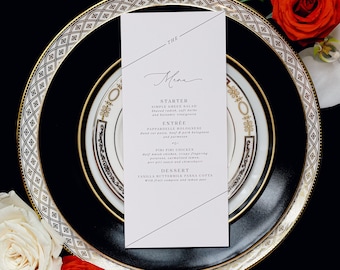 Minimalist Wedding Menu: Modern Calligraphy, Black & White