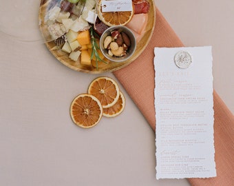 Copper Foil Wedding Menu: Deckled Edges, Modern Calligraphy