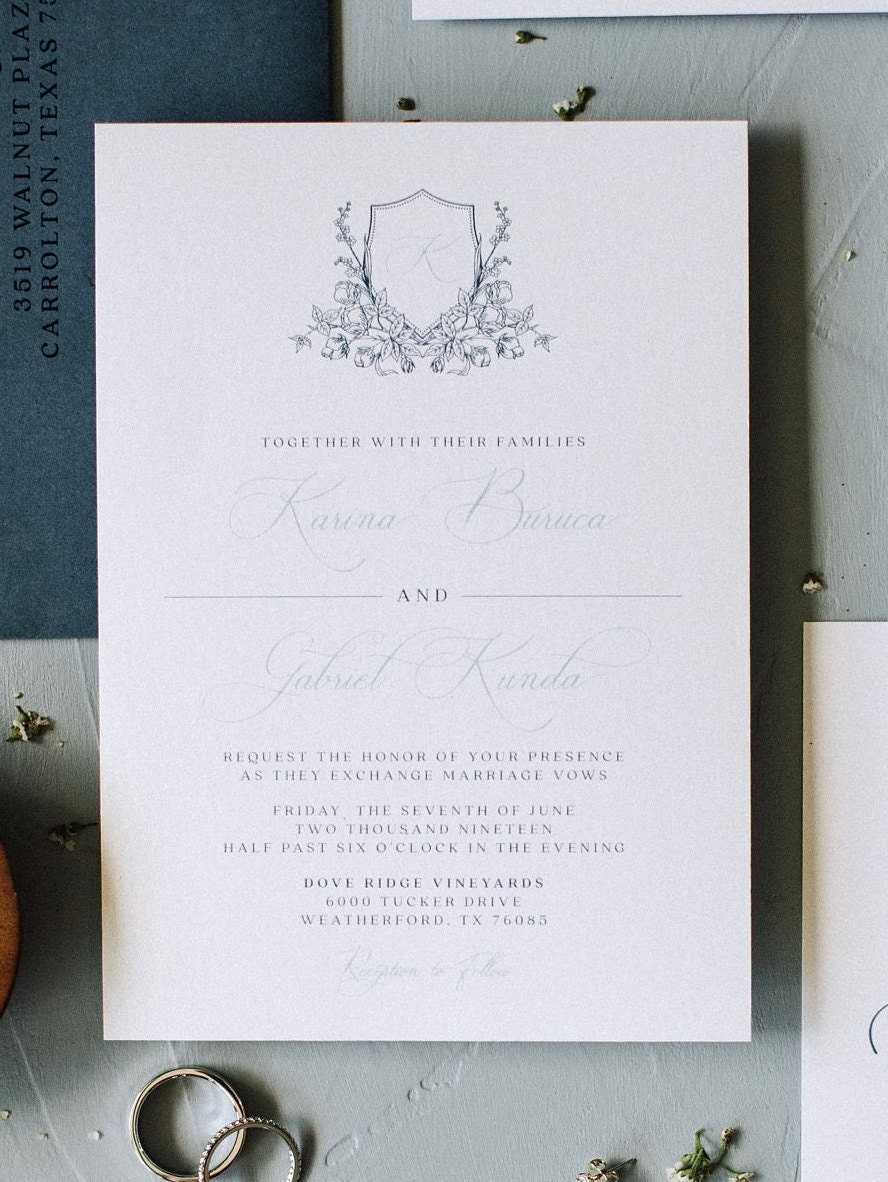 Romantic Monogram Wedding Invitation