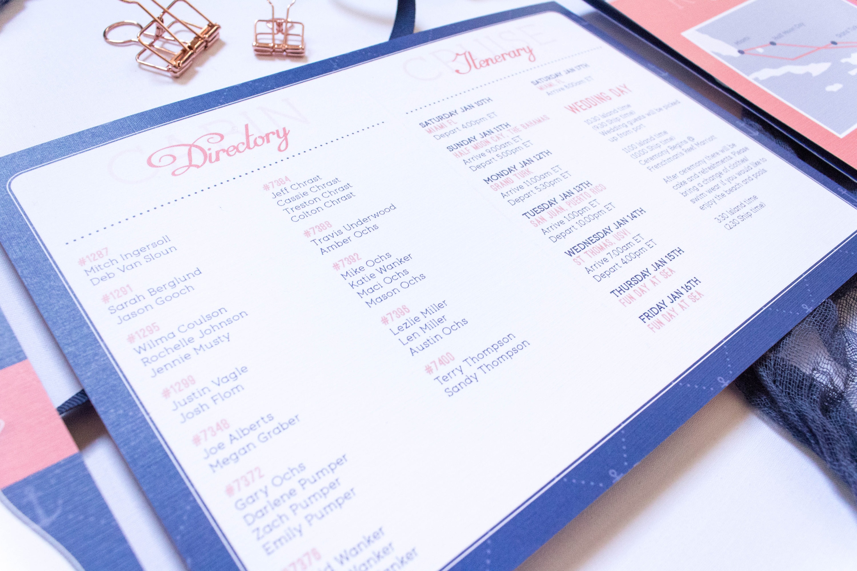 Folding Wedding Welcome Card For Cruise Or Destination Wedding