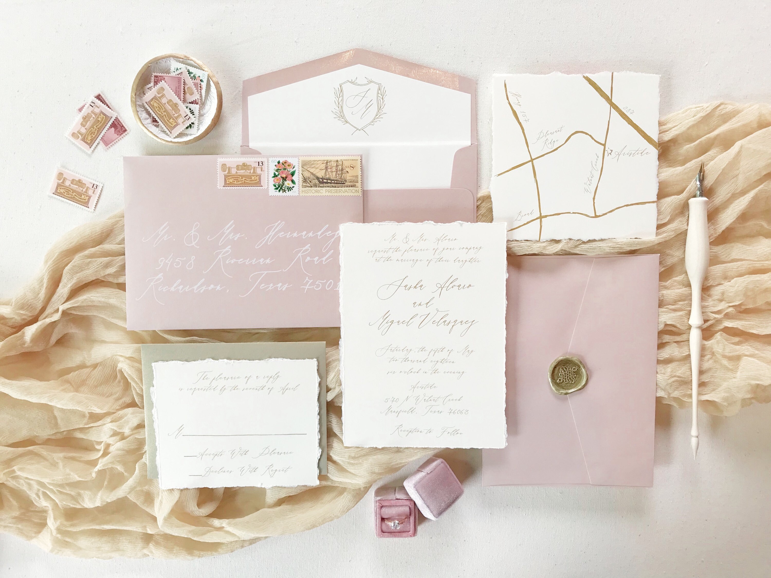 Blush Pink Watercolour RSVP from £0.65 each