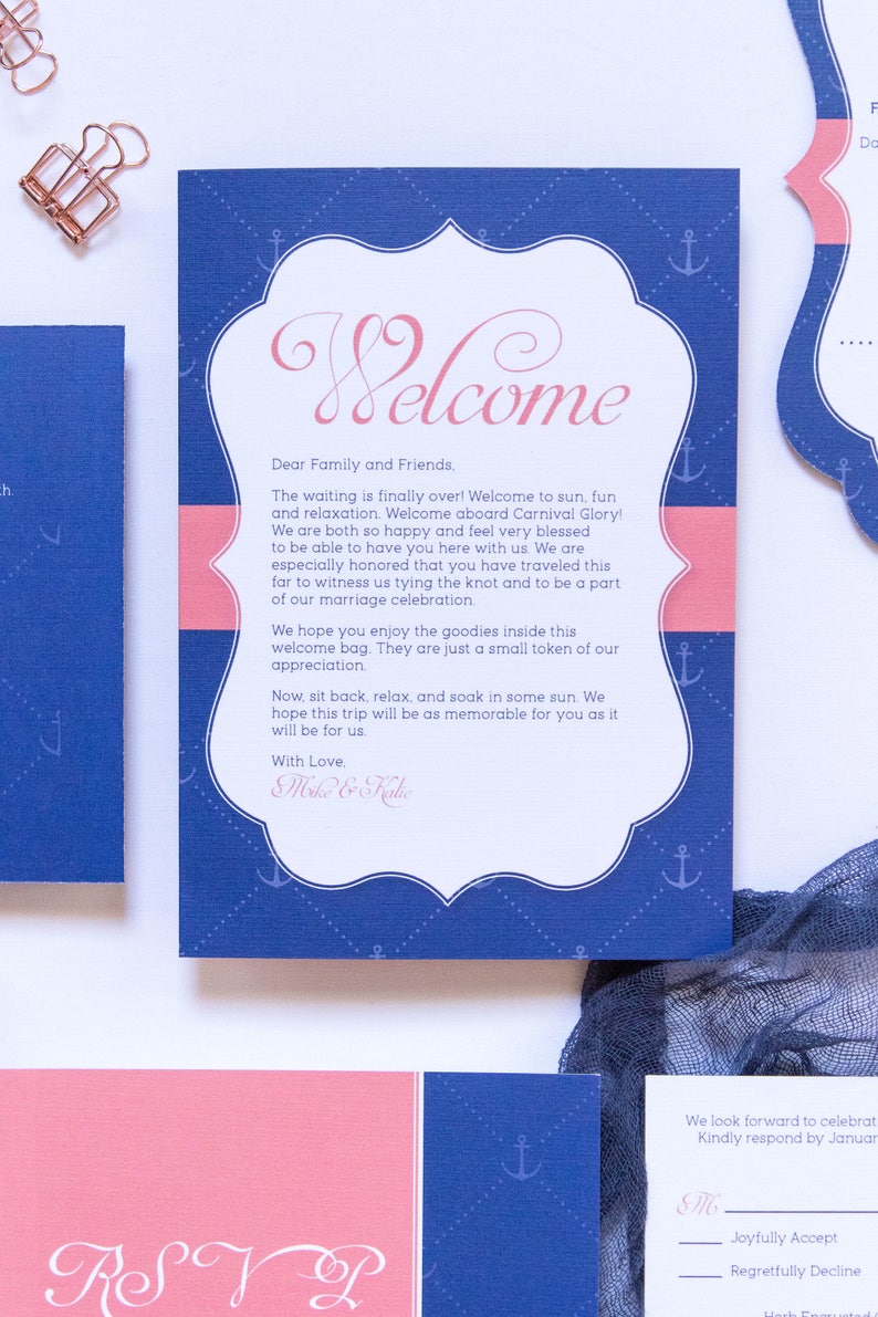 Folding Wedding Welcome Card For Cruise Or Destination Wedding Etsy