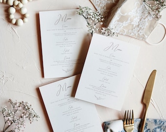 Blush & Pale Pink Floral Wedding Menu with Simple Modern Calligraphy Script — Available in Other Colors!